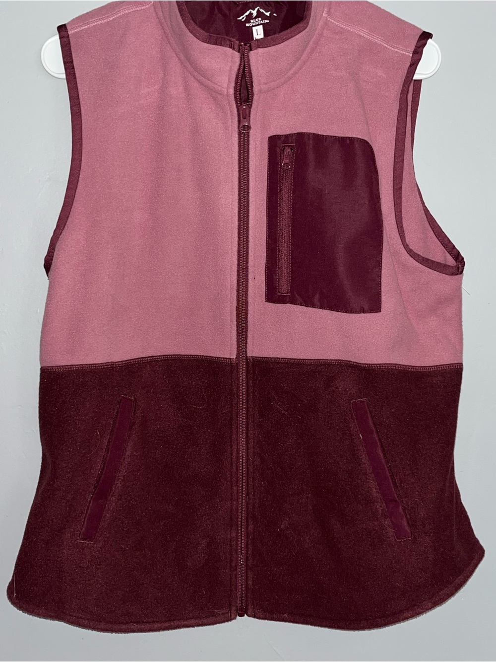 Blue Mountain Two-Tone Pink & Burgundy Fleece Vest - Women's